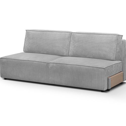 Module Canapé Convertible 2 Places En Velours Côtelé Gris Clair
