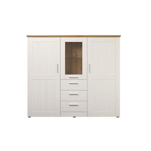 Vaisselier 3 Portes Dont Une Avec Verre Trempé, 3 Tiroirs - L159 Cm
