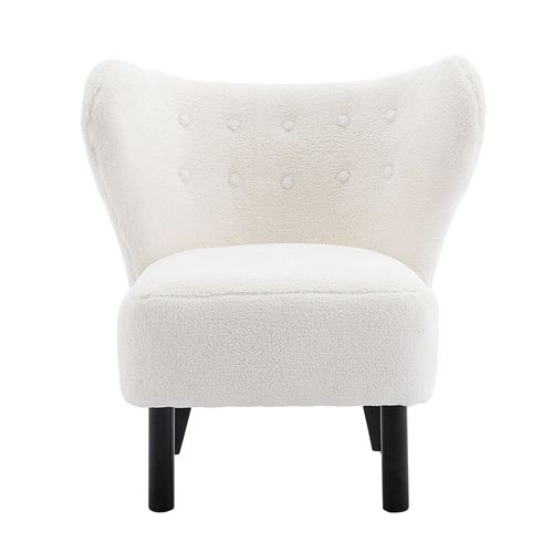 Fauteuil Rembourré Moderne En Bouclette Pieds En Bois