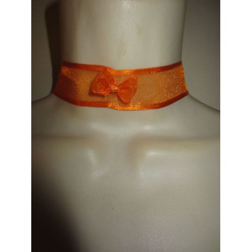 Collier Ras Cou Orange Avec Noeud