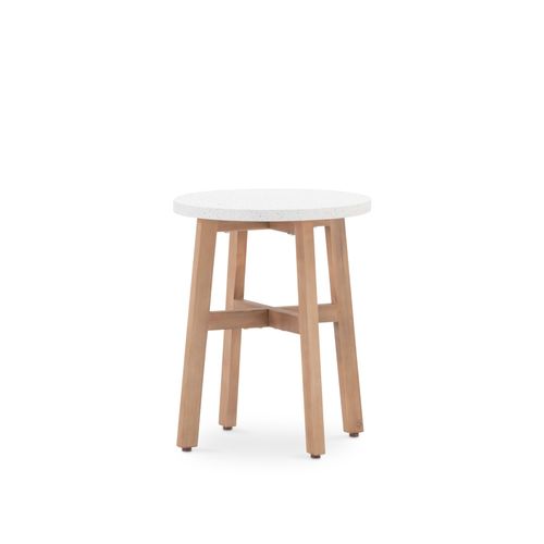 Table Basse Jardin Ronde En Bois Et Terrazzo D50