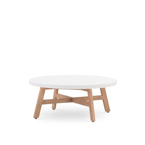 Table Basse Jardin Ronde En Bois Et Terrazzo D100
