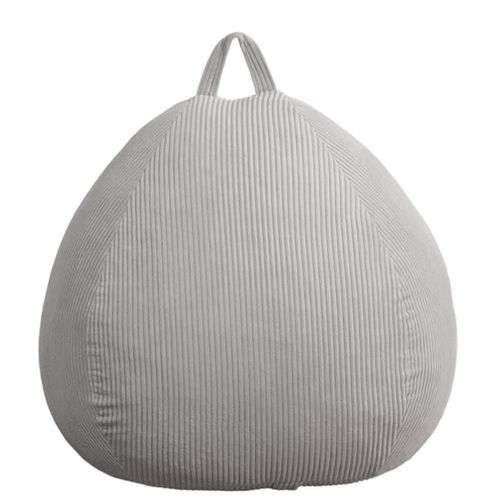 Pouf Poire Déhoussable Velours Côtelé - 105x85 Cm Gris Clair