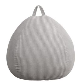 Pouf Poire Déhoussable Velours Côtelé - 105x85 Cm Gris Clair