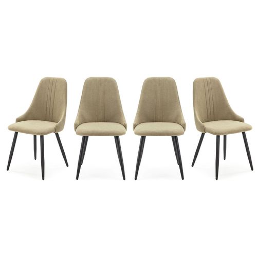 Lot De 4 Chaises En Tissu Vert Pâle
