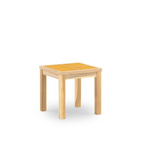 Table Basse De Jardin En Bois Et Céramique Moutarde 45x45