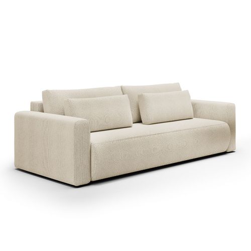 Canapé Convertible 3 Places Coffre Bois De Pin Beige