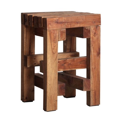 Repose- Pied En Bois De Mahogany Marron 30x30x45 Cm