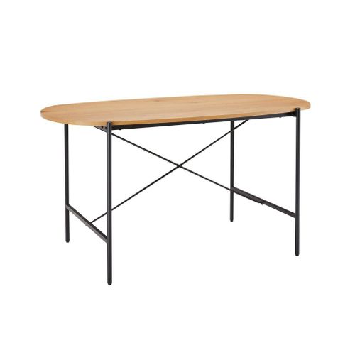 Table À Manger Finition Chêne Et Pieds Métal Noirs - 160x90 Cm - Bois