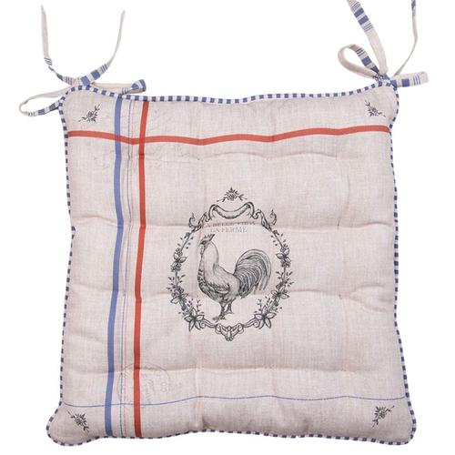 Coussin De Chaise 100% Coton Beige Coq 40x40x4cm