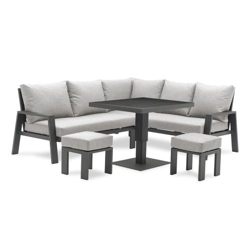 Ensemble Repas De Jardin 7 Pl En Alu Anthracite Et Plateau Céramique