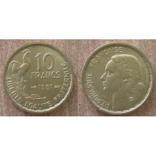 France 10 Francs 1951 Coq Guiraud Piece Frcs Frc Frs