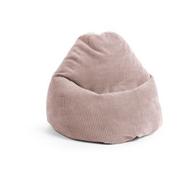 Pouf Poire Xxl D'intérieur Velours Grosse Cote Rose 80x130