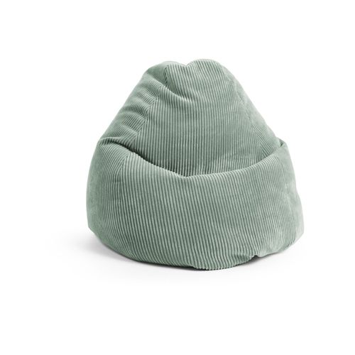 Pouf Poire Xxl D'intérieur Velours Grosse Cote Sauge 80x130