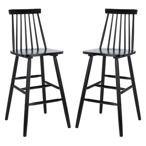 Lot De 2 Tabourets De Bar En Bois D'hévéa Noir