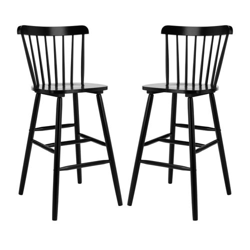 Lot De 2 Tabourets De Bar En Bois D'hévéa Noir