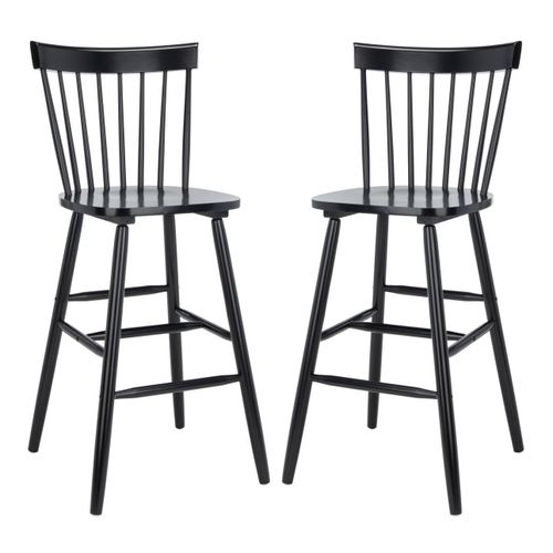 Lot De 2 Tabourets De Bar En Bois D'hévéa Noir