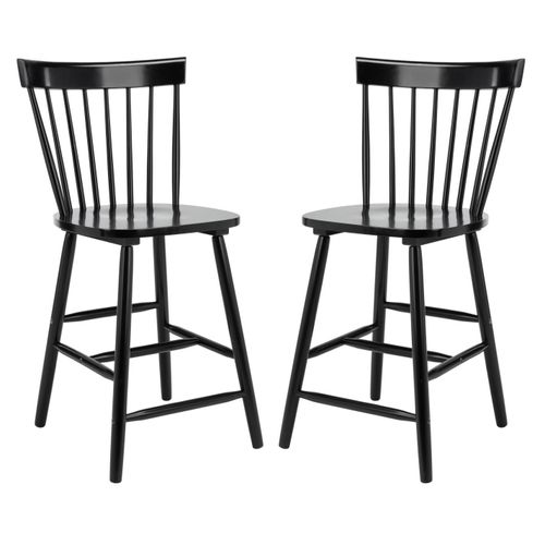 Lot De 2 Tabourets De Bar En Bois D'hévéa Noir