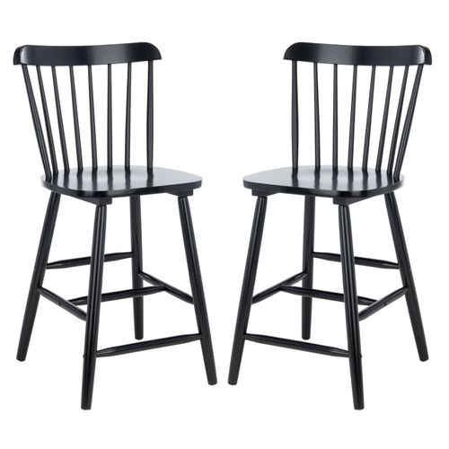 Lot De 2 Tabourets De Bar En Bois D'hévéa Noir