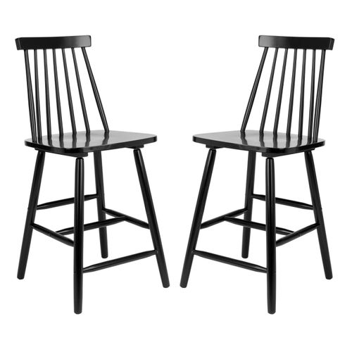 Lot De 2 Tabourets De Bar En Bois D'hévéa Noir