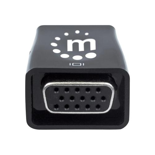 Manhattan Micro-convertisseur HDMI vers VGA, HDMI mâle vers VGA femelle, avec audio, port d'alimentation optionnel USB Micro-B, noir - Adaptateur vidéo - HDMI mâle pour HD-15 (VGA), mini jack...