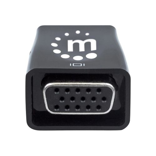 Manhattan Micro-convertisseur HDMI vers VGA, HDMI mâle vers VGA femelle, avec audio, port d'alimentation optionnel USB Micro-B, noir - Adaptateur vidéo - HDMI mâle pour HD-15 (VGA), mini-phone...