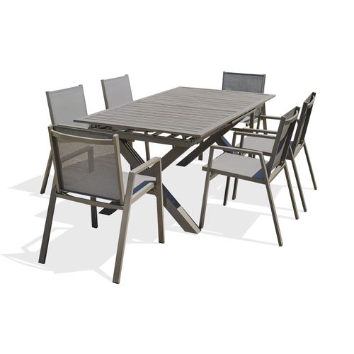 Ensemble Repas De Jardin 6 Places En Aluminium Quartz