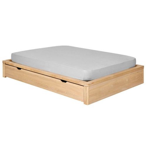Pack Lit Avec Tiroir Bois Massif Hêtre 120x200 Cm