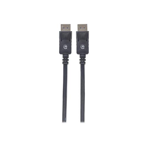 Manhattan DisplayPort 1.1 Cable, 1080p@60Hz, 2m, Male to Male, With Latches, Fully Shielded, Black, Lifetime Warranty, Blister - Câble DisplayPort - DisplayPort (M) verrouillé pour DisplayPort...