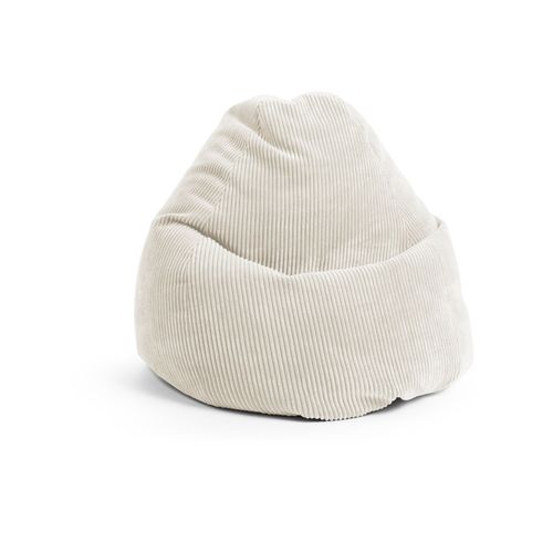 Pouf Poire Xxl D'intérieur Velours Grosse Cote Beige 80x130