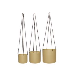 Set De 3 Pots À Suspendre En Coton Et Fer Khaki