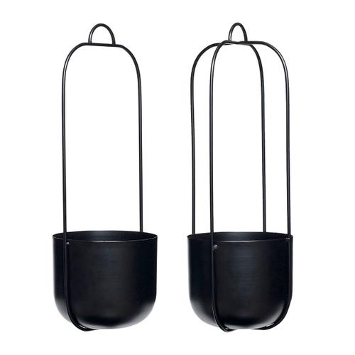 Set De 2 Pot Suspendu En Métal Noir