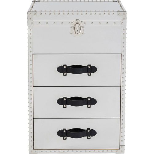 Chiffonnier 3 Tiroirs Avec Miroir En Acier Brillant
