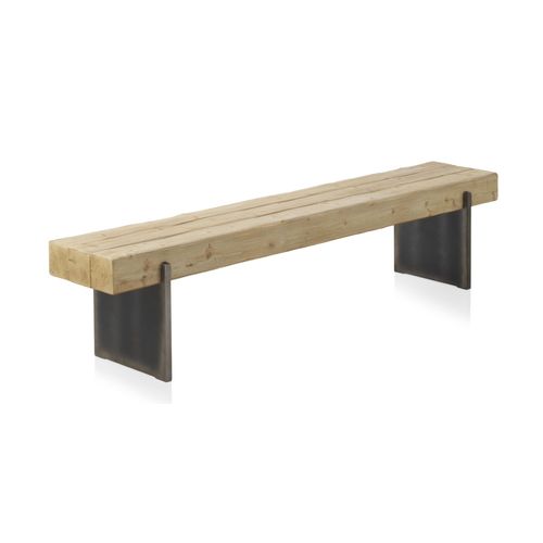 Banc Effet Bois D'épicéa Avec Pieds Laqués Couleur Métal