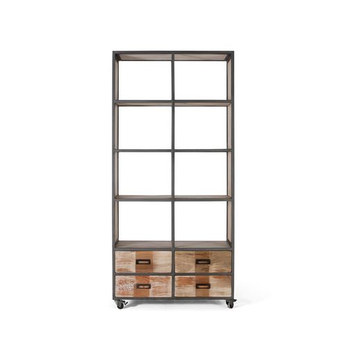 Bibliothèque En Bois Manguier Et Métal