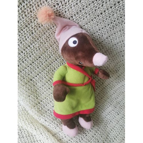 doudou peluche taupe robe de chambre bonnet de nuit auzou