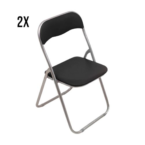 Lot De 2 Chaises Pliante En Fer Noir 43x47 Cm