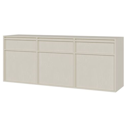 Buffet Suspendu 3 Portes Et Tiroirs Crème 154x39 Cm