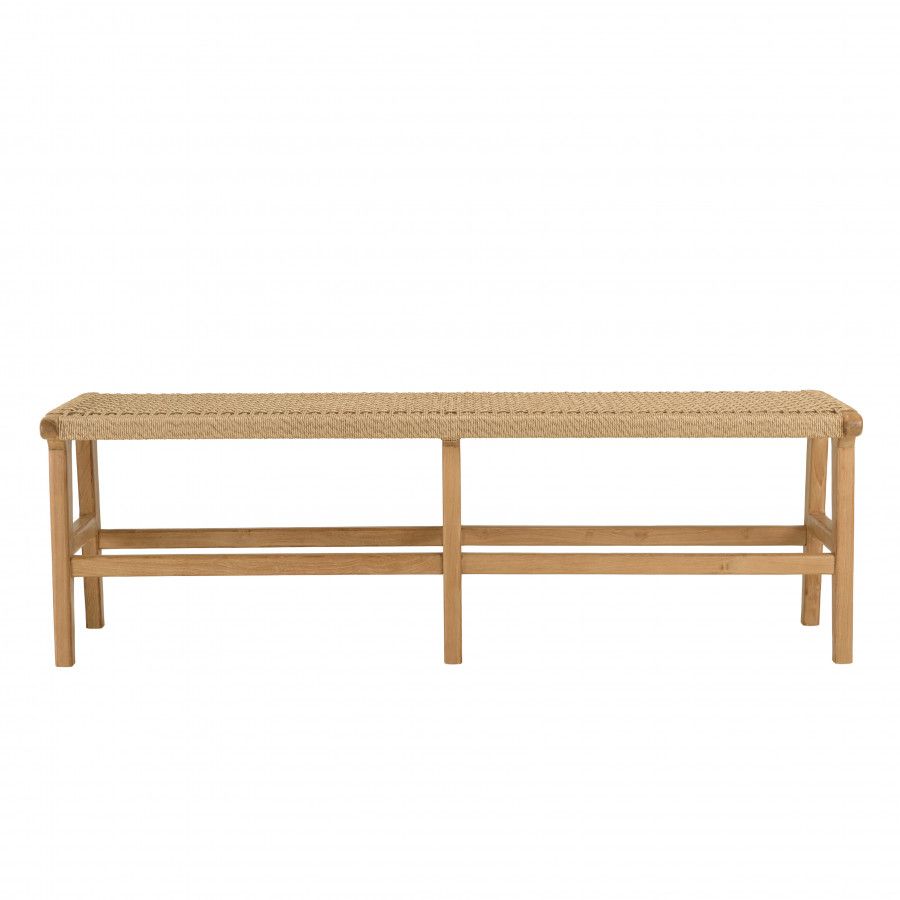 Banc De Jardin 3 Places Teck Assise Rotin Synthétique Beige