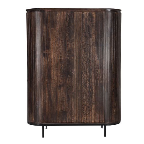 Menton-Buffet Haut 2 Portes En Bois De Manguier Massif Noyer