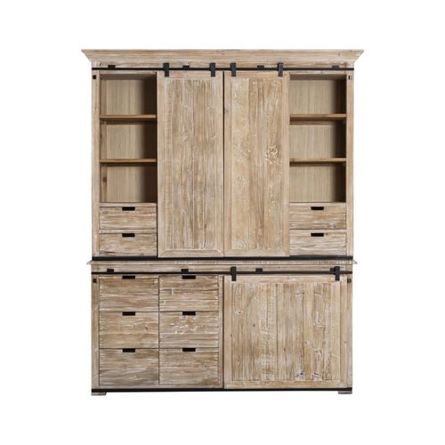 Vaisselier En Bois Gris Clair 187 Cm