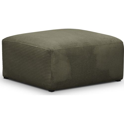Pouf / Repose-Pieds En Velours Côtelé Vert Kaki