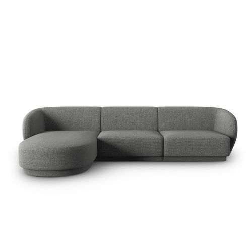 Canapé D'angle Gauche Modulable 4 Places En Tissu Chenille Gris Foncé