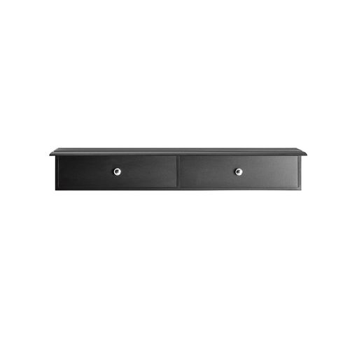 Étagère Murale Effet Bois Noir Avec 2 Tiroirs