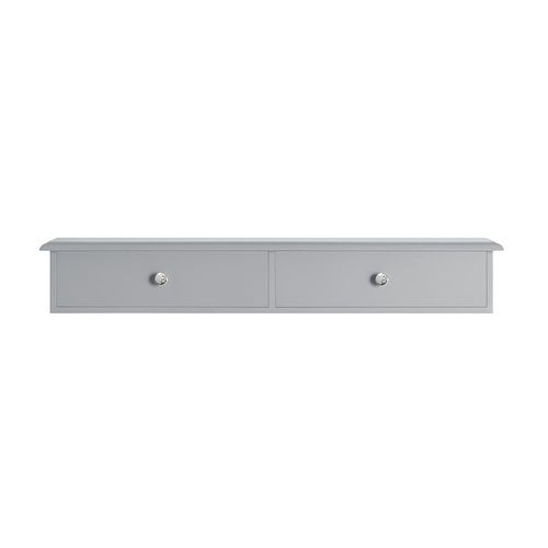 Étagère Murale Effet Bois Gris Avec 2 Tiroirs