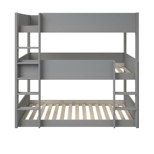 Lit Superposé Triple Pin Massif Gris 90x200
