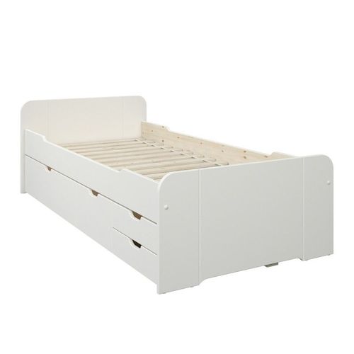 Lit Multi-Rangements Pin Massif Blanc 90x200