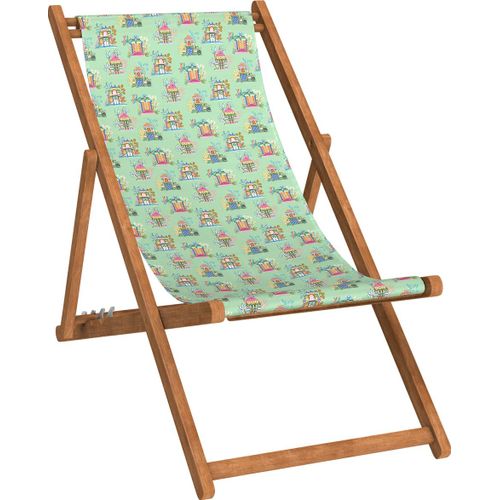 Chilienne Pliante En Hêtre Et Toile Outdoor Motif Temples Lagon