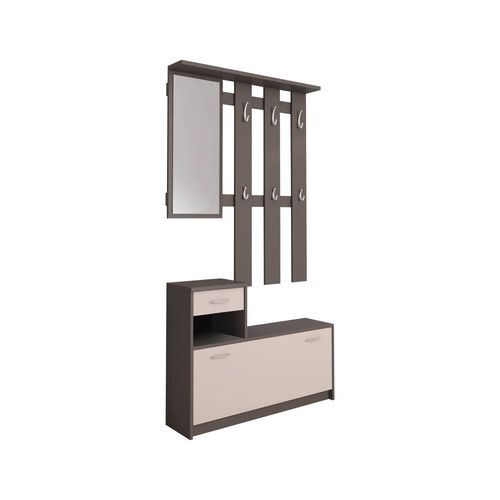 Meuble D'entrée Effet Bois Blanc, Anthracite 100x25 Cm