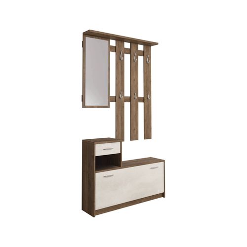 Meuble D'entrée Effet Bois Blanc, Beige 100x25 Cm